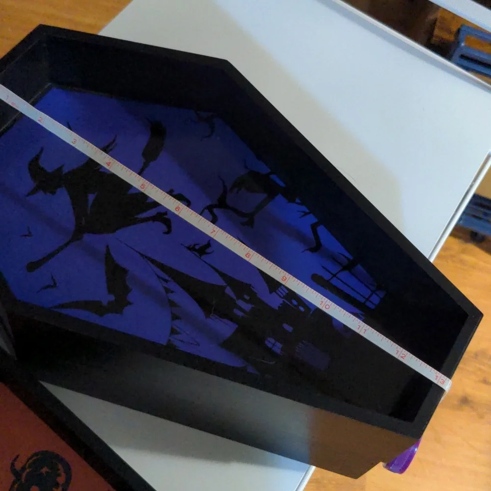 Coffin shaped box shelf display